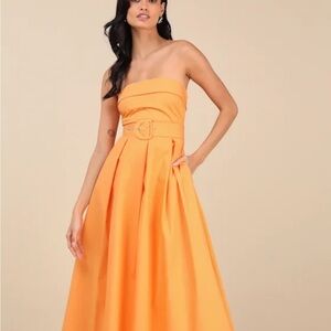 Lulu's Strapless Orange Dress